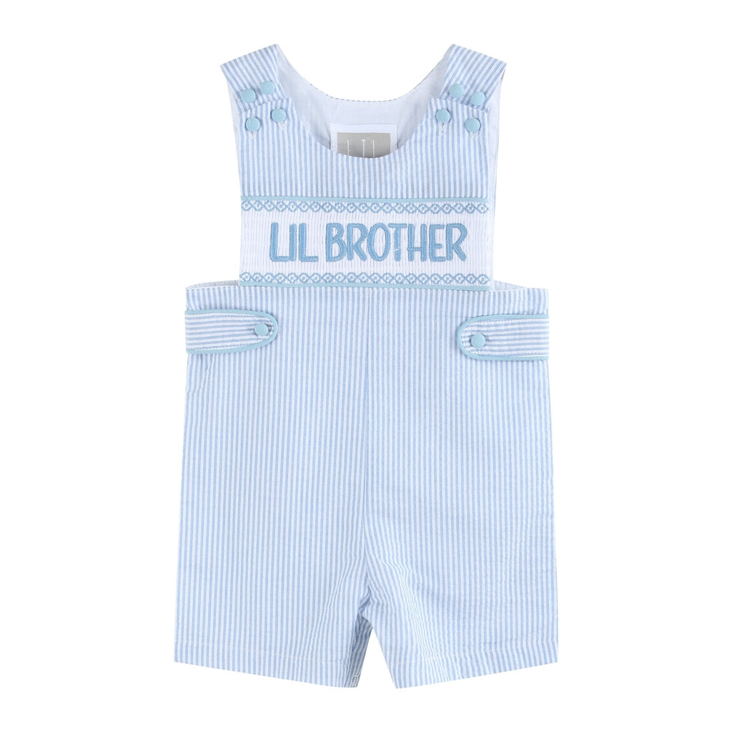 Light Blue Seersucker Lil Brother Smocked Jon Jons