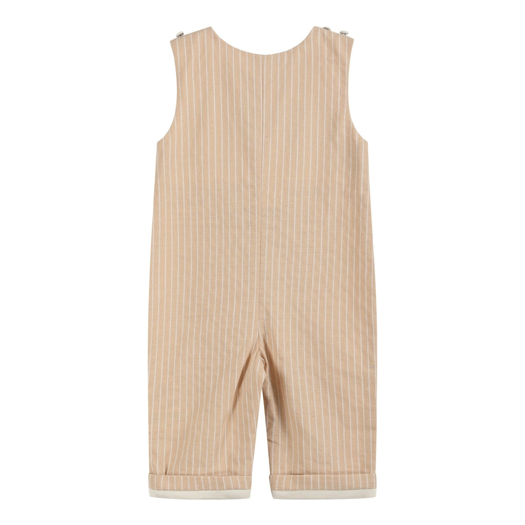 Light Brown Pinstripe Pumpkin Smocked Longalls