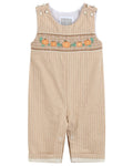 Light Brown Pinstripe Pumpkin Smocked Longalls