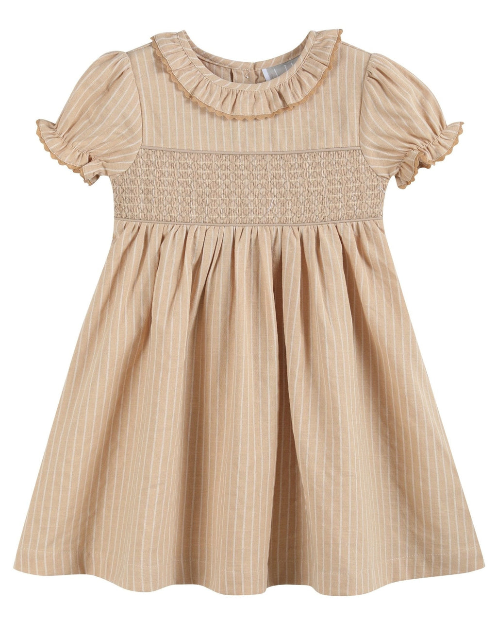 Light Brown Smocked Ruffle Dress