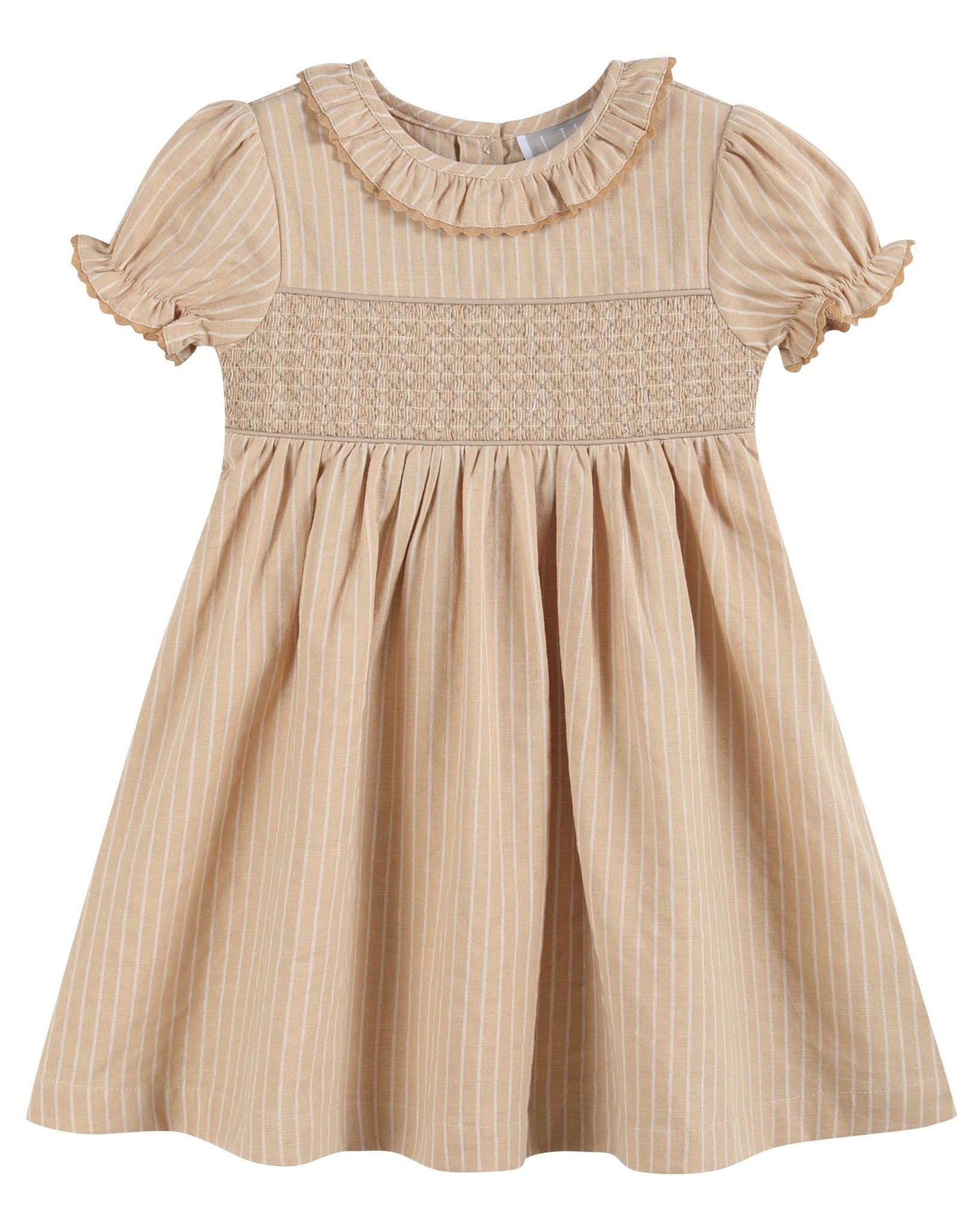 Light Brown Smocked Ruffle Dress