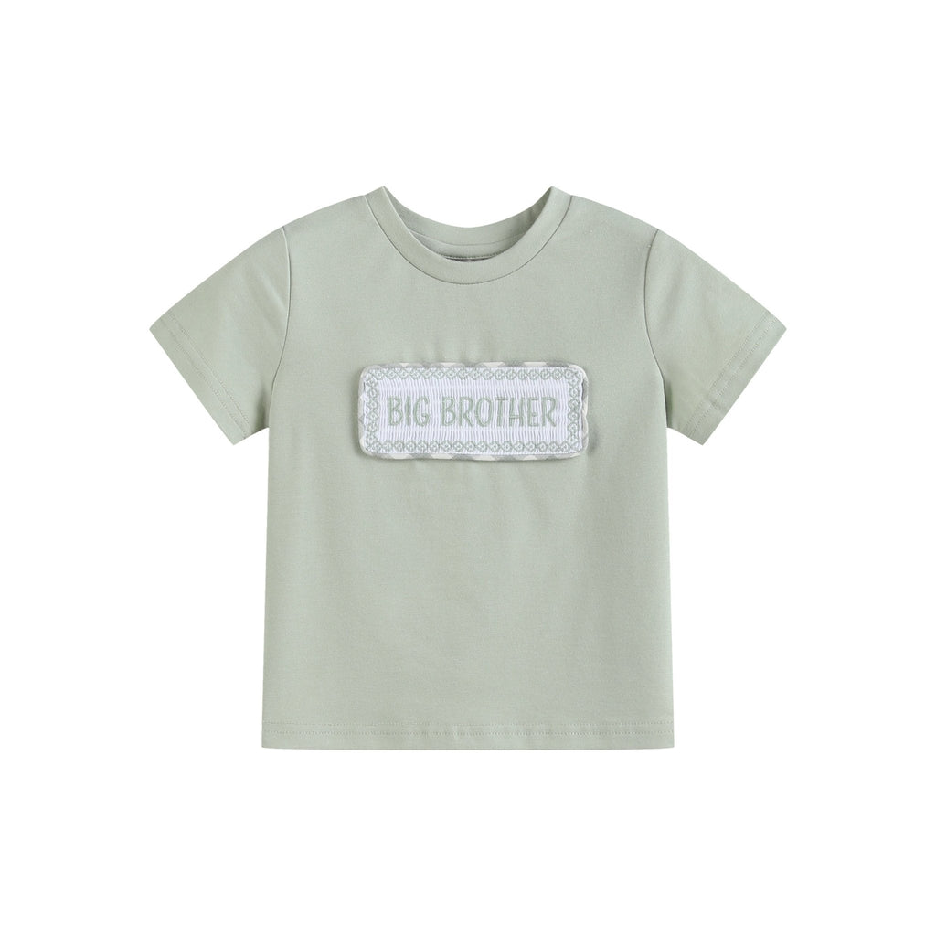 Misty Blue Big Brother Smocked Shirt and Shorts Set