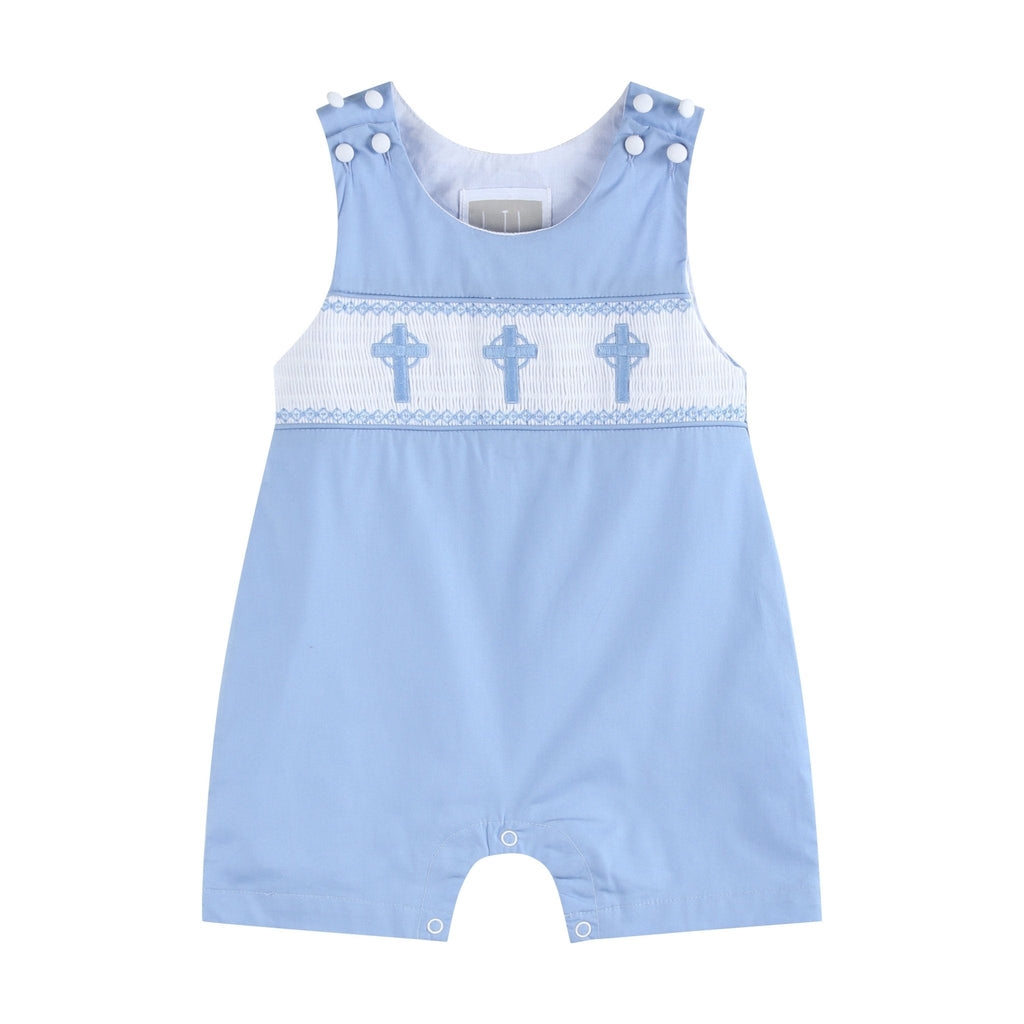 Periwinkle Blue Crosses Smocked Jon Jon