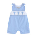 Periwinkle Blue Crosses Smocked Jon Jon