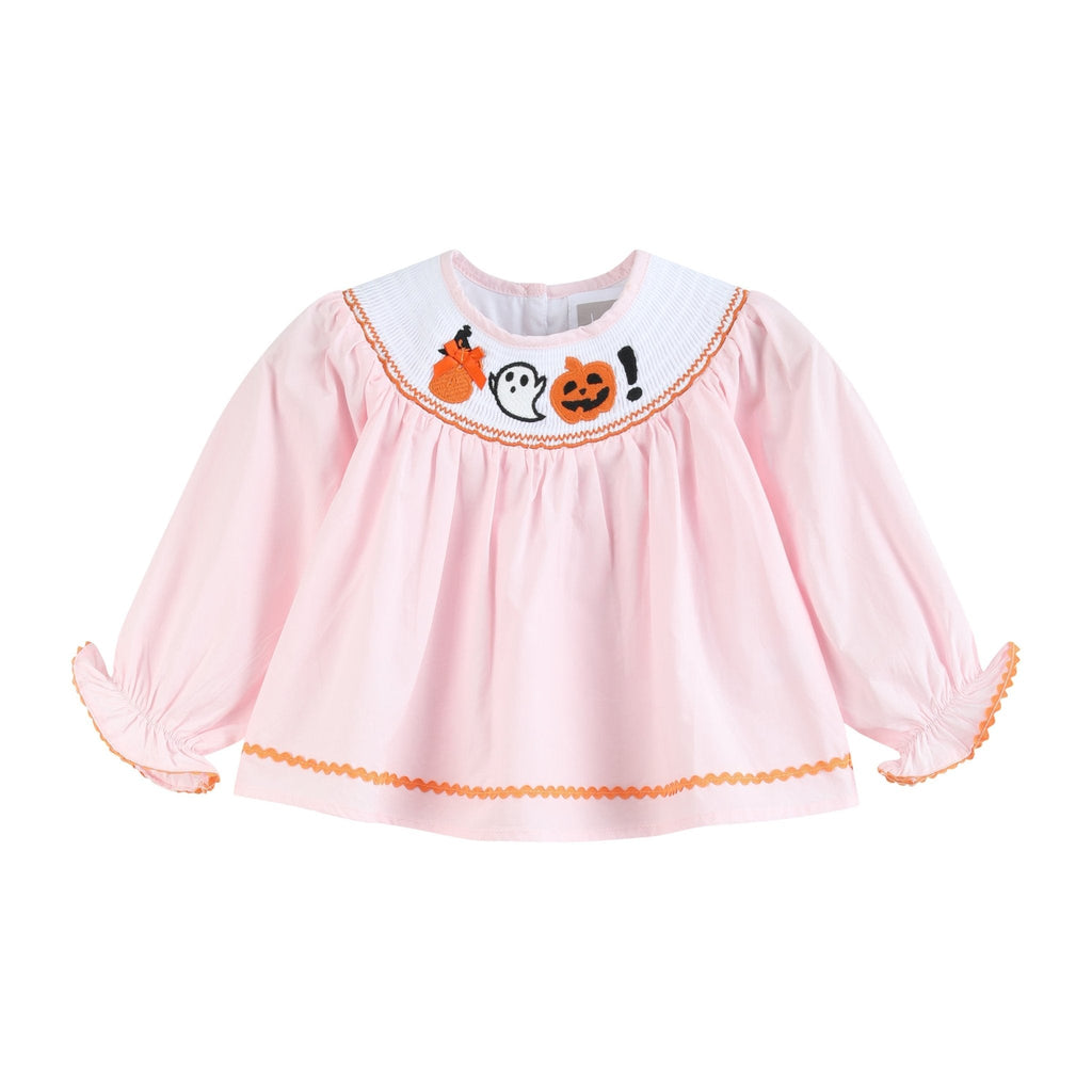 Pink and Orange Gingham Boo Smocked Dress and Bloomer Set