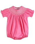 Pink & White Smocked Bubble Romper