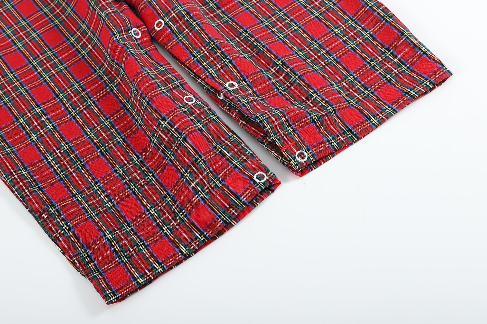 Red Christmas Plaid Santa Yoke Longalls