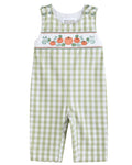 Sage Green Gingham Pumpkin Smocked Longalls
