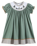 Sage Green Mallard Smocked Bishop Dress