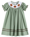 Sage Green Turkey Smocked Bishop Dress